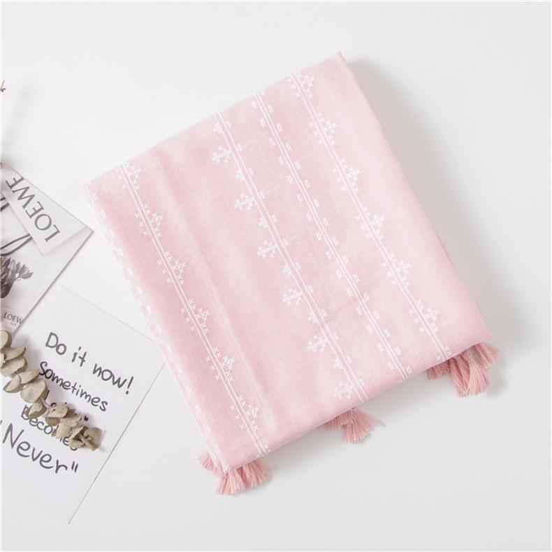 "Пасторальный весенне-летний шарф из хлопка и льна": Солнцезащитная шаль для путешествий для женщин с цветочным принтом