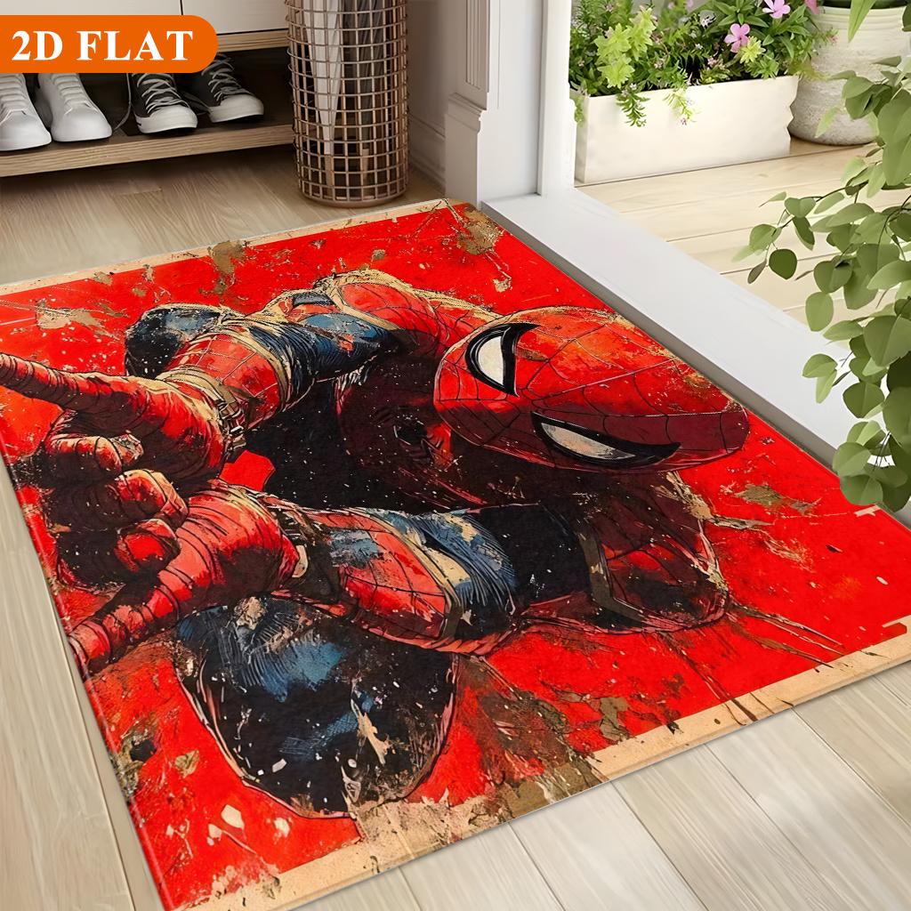 Bath Mat 1pc, Spiderman Shoots Web_1, MARVEL Flannel Rectangular Mat, Bathroom Non-slip Entrance Mat, Fun Door Decoration Mat,