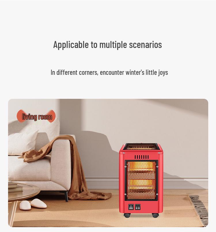 Бесшумный передвижной пятисторонний кварцевый трубчатый электрический камин-обогреватель