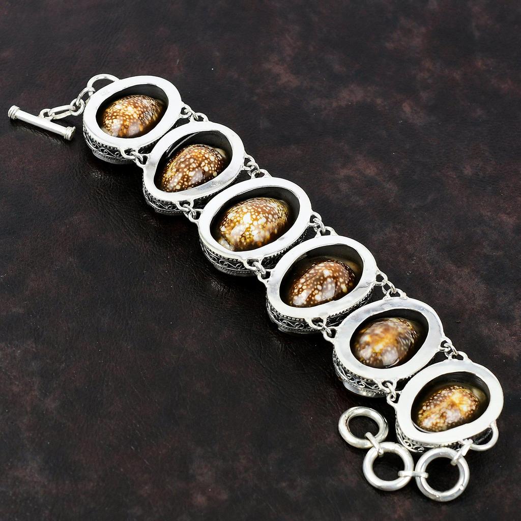 Браслет из ракушки каури, винтажный браслет, ювелирные изделия из драгоценных камней, браслет из стерлингового серебра 925 пробы, ювелирные изделия ручной работы, регулируемый браслет-цепочка, подарок для него