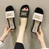 2024 Summer New External Wearing Slippers Women's Roman Style Fashion Buckle Flat Bottom Women's Fashion Slippers