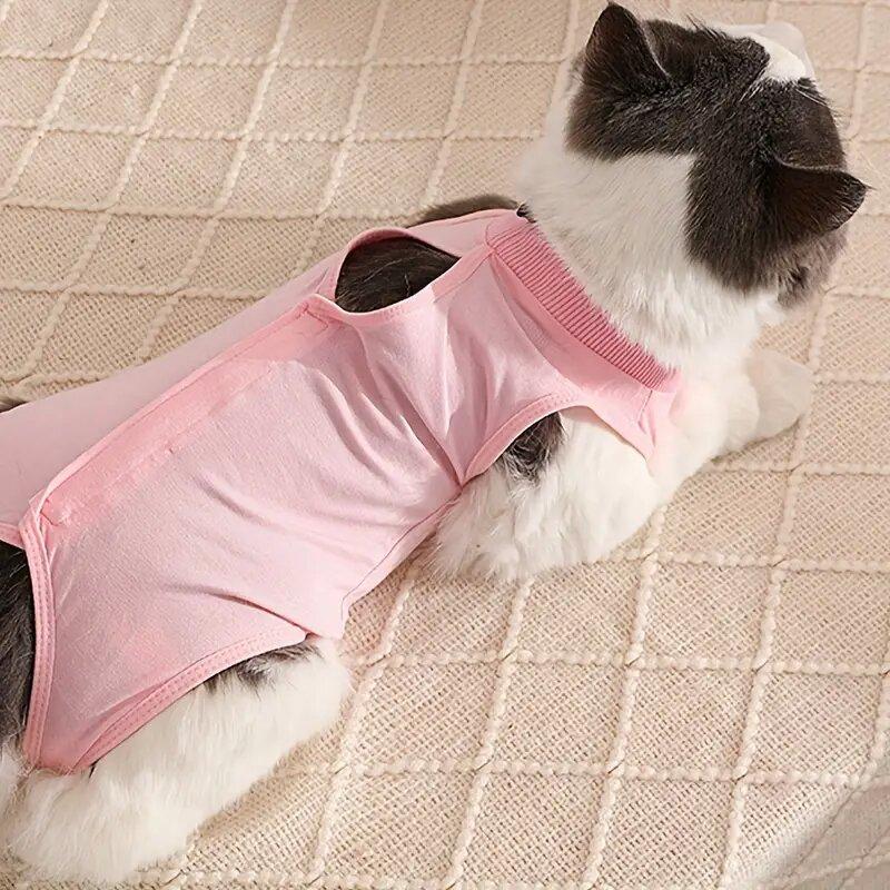 Vogue Weaning Clothes Pet Recovery Suit Pet Supplies For Female Cats Easy To Wear Suitable for All Seasons Adjustable Cat Protective Clothes