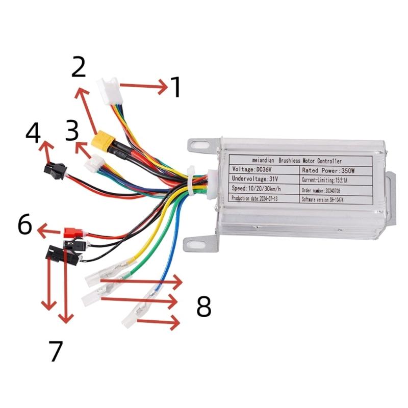 Высокопроизводительный интеллектуальный комплект контроллера для самоката 36 В 350 Вт, бесщеточный, включает измеритель, удлинительный шнур и систему освещения