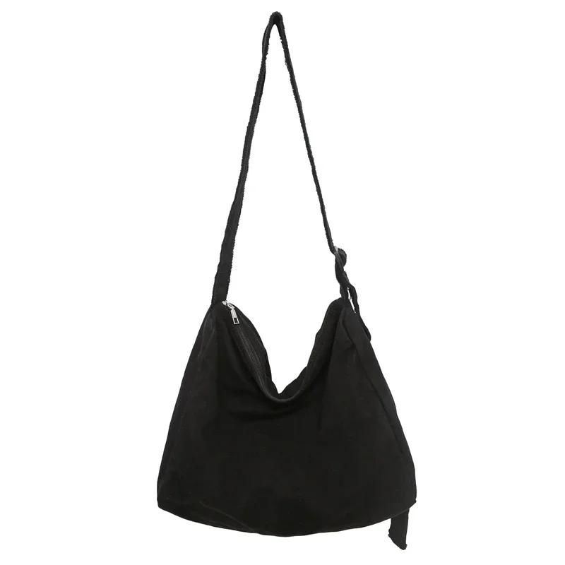 Новая повседневная женская сумка-мессенджер из холста, высококачественная винтажная подростковая сумка через плечо, однотонная сумка через плечо