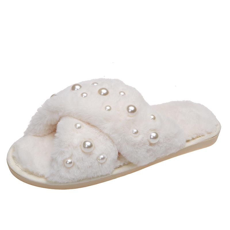Зимняя мода женские домашние повседневные тапочки женские шлепанцы пушистые туфли крест дизайн слайдеры женские теплые плюшевые тапочки