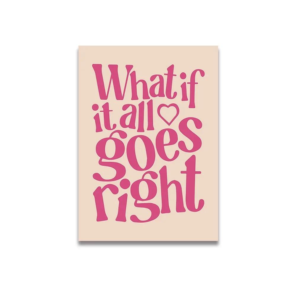 Vintage Pink Cartoon Print Canvas Posters Wall Art Poster Home Decor Canvas Print Painting Living Room Bedroom Decor Unframed