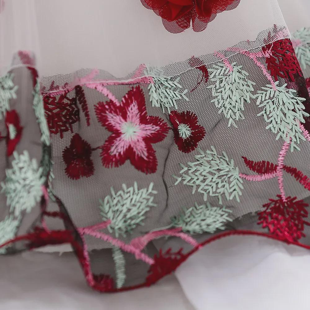 Новое детское вышитое платье принцессы: Юбка для свадебного платья с разноцветными цветами для девочек