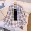 Summer Womens Lightweight Checkered Shirt Long Sleeve Open Front Cover Up Blouse Thin Breathable Top