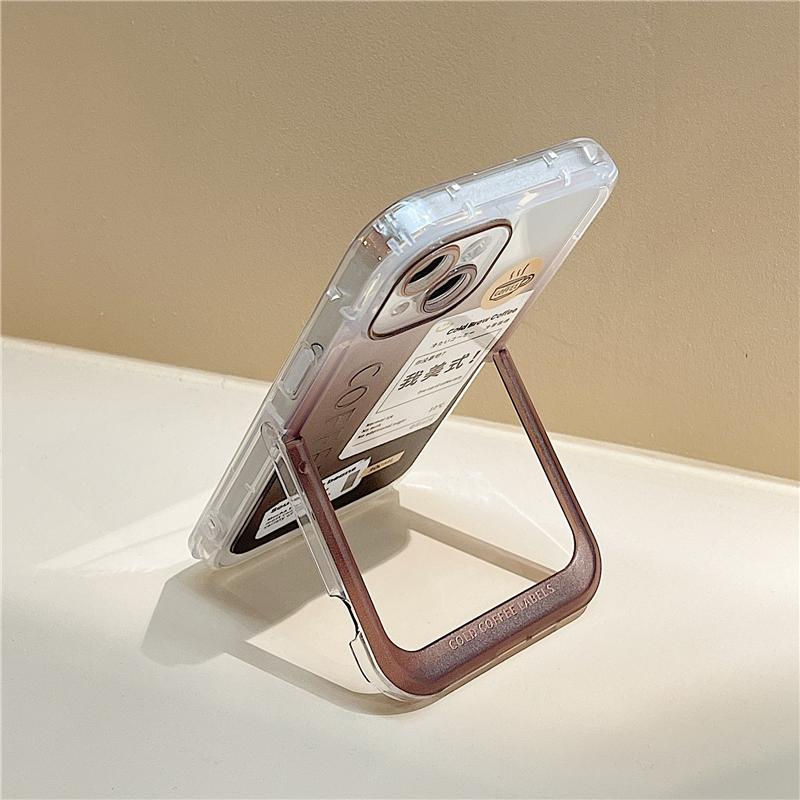 Ins Label Coffee Невидимый держатель-подставка Противоударный чехол для Iphone 13 12 11 14 Pro Max 14 Plus Милый чехол