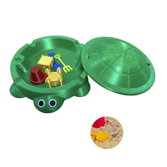 Мини Песочница-Черепаха с Крышкой Песок Мини Инструменты Аксессуары 3D-Печать Черепаха Ящик для Хранения Песка Круглый Контейнер Детская Летняя Пляжная Игрушка