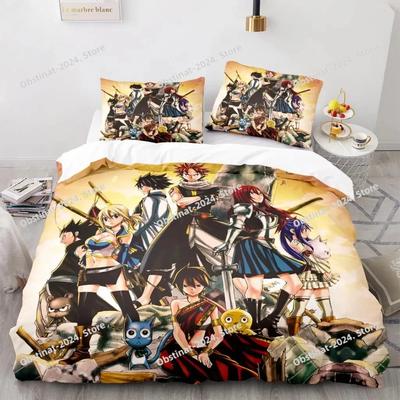 Постельное белье Fairy Tail с принтом, наволочка, пододеяльник, мягкое, односпальное, двуспальное, Queen, Super King, для взрослых и детей