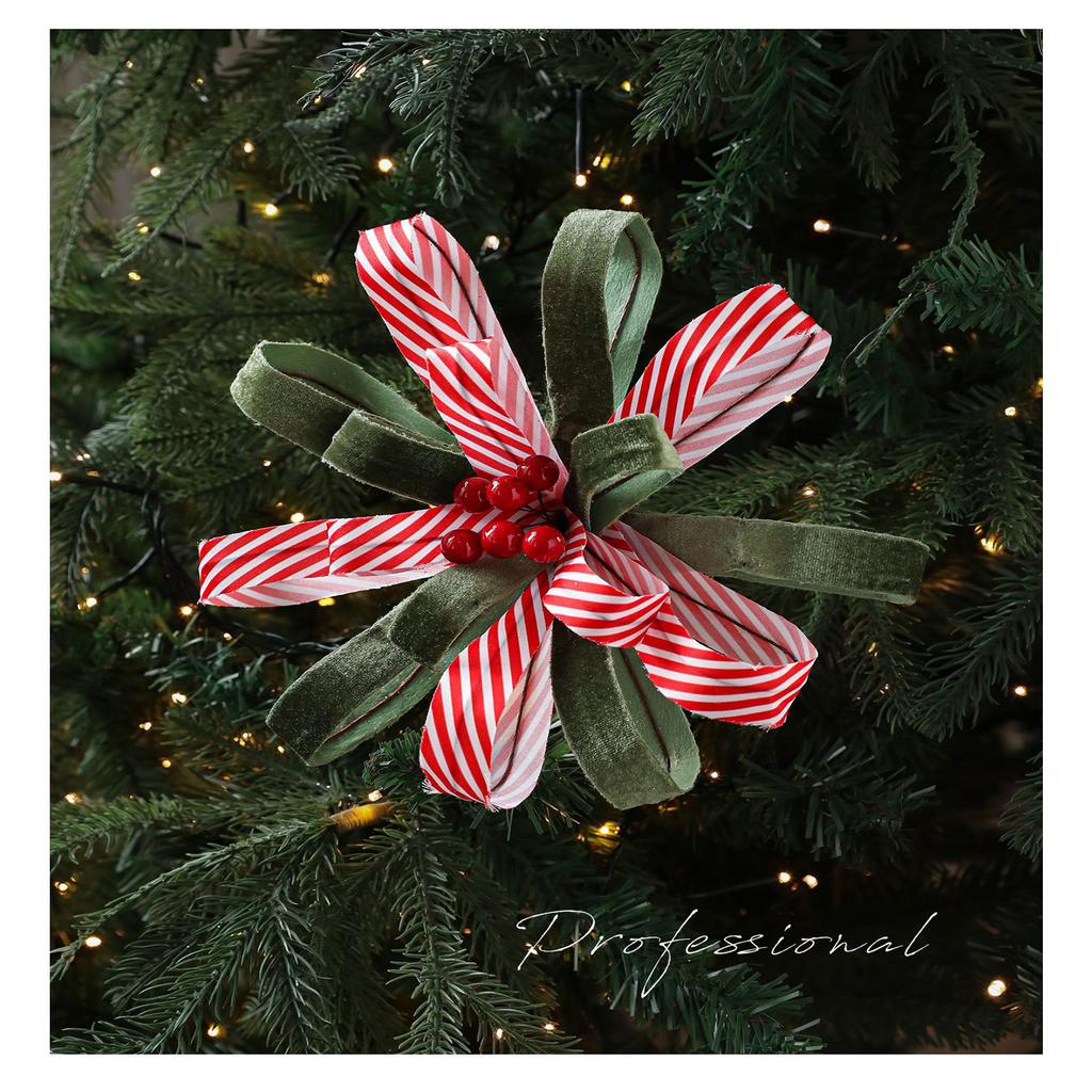 Christmas Flower Fabric Ribbons, Red Fruit Flower Arrangements, High-End Light Luxury Fabric Christmas Decorations, Artificial Flowers