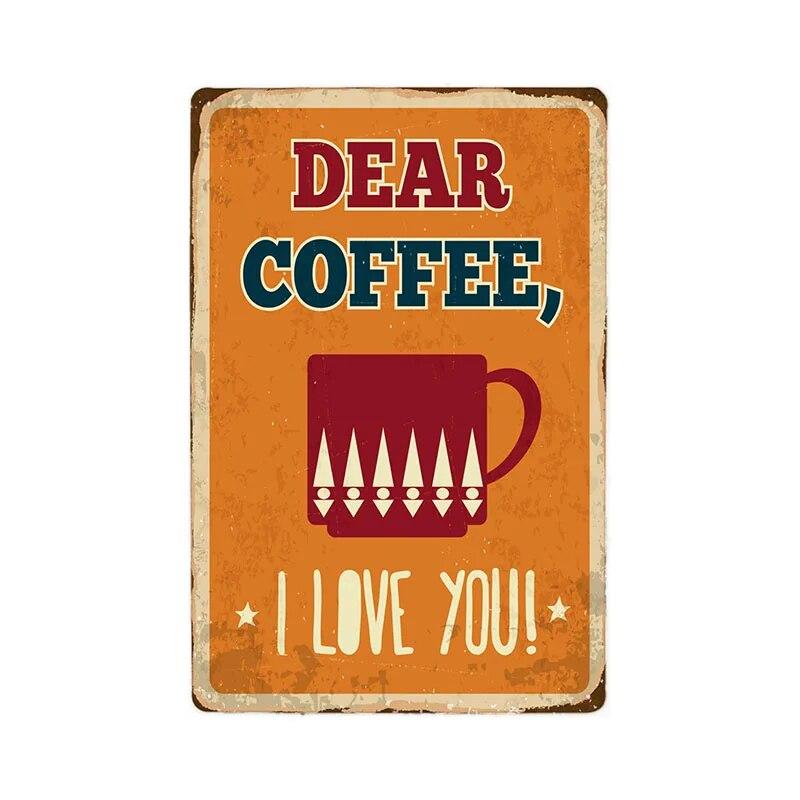 Retro Metal Coffee Tin Signs Cafe Shop Plaque Vintage Bar Pub Wall Decorative Poster Home Decor 20x30cm