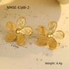 GEMCHIC Women's Vintage 18K Gold Plated Stainless Steel Five-Petal Flower Earrings Luxury Textured Floral Studs Fashion Jewelry