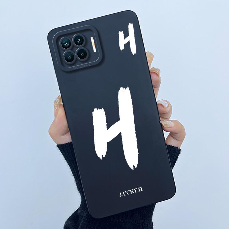 For OPPO F17 Oppo F17 Pro Case Oppo A73 A93 Reno 4F Back Cover TPU Silicon Lucky Initial Letter Couples Phone Bumper Soft Case