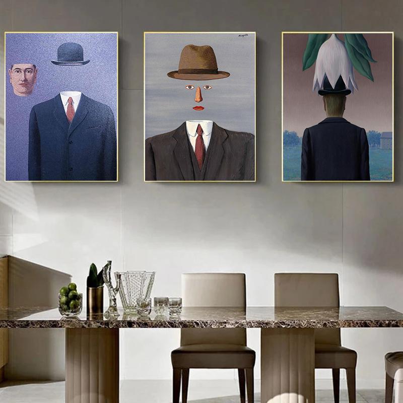 Rene Magritte Canvas Painting Surrealism Classic Artwork Reproduction Posters Print Wall Art Picture Home Decor for Living Room