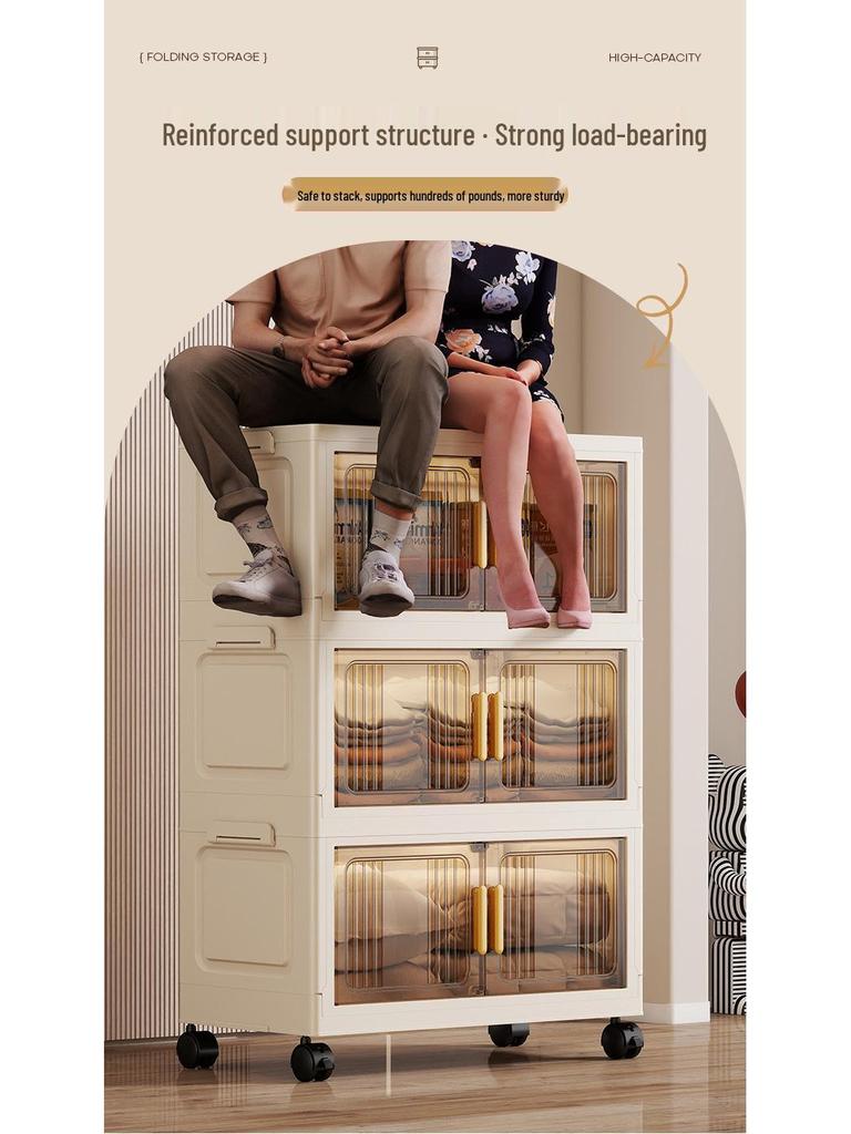 Portable Multi-Layer Folding Storage Cabinet for Kitchen and Living Room