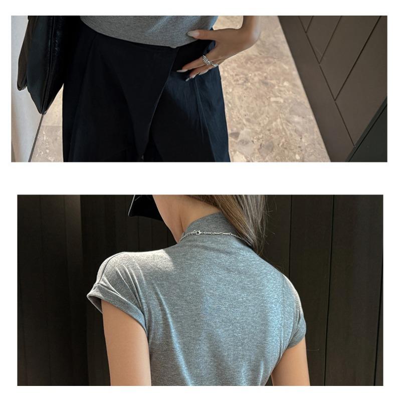 Women S Fitted Short Sleeve Half High Neck T Shirt Elegant Inner Wear