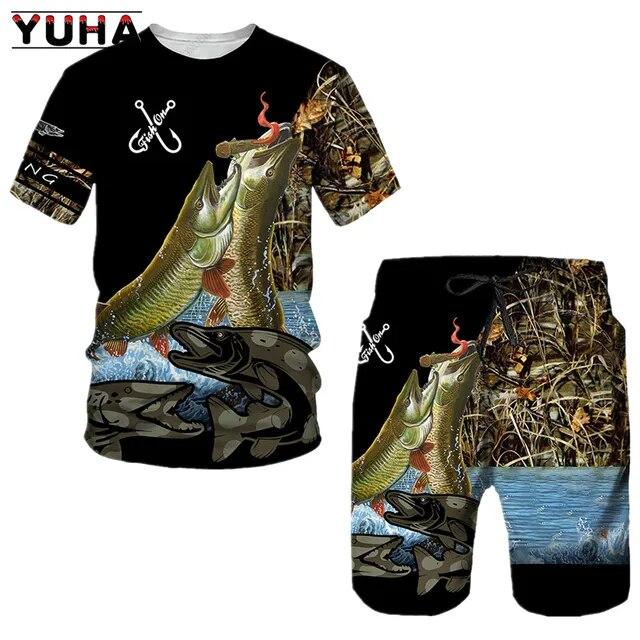Мужские летние шорты с рыбой, мужская одежда для охоты, кемпинга, 3d принт, спортивные бестселлеры, спортивные костюмы, спортивная одежда