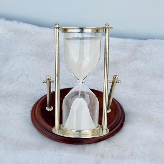 Rotating Unity Sand Ceremony Hourglass, for Weddings Special Moments, Brass Hourglass with Wooden Base
