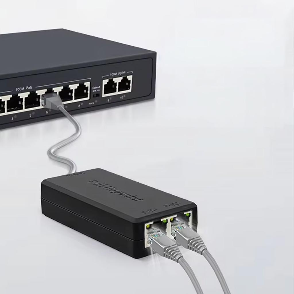 Rosfix Repeater POE 1x IN 2x OUT – Rozgałęzanie Zasilania i Danych | Zasięg do 100m | Plug&Play, Kompatybilny z IEEE802.3af/at
