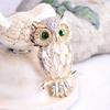 Stunning Owl Opal Brooch Elegant Rhinestone Animal Pin for Women