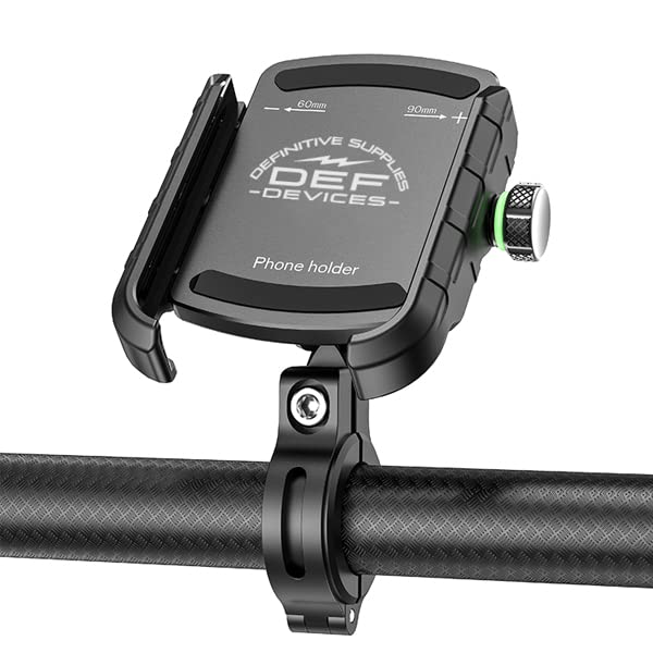 RIDEZ Aluminum Compact Smartphone Holder for Motorcycles and Black Shock-Absorbing, Anti-Vibration Bicycles, (BM8-BK)