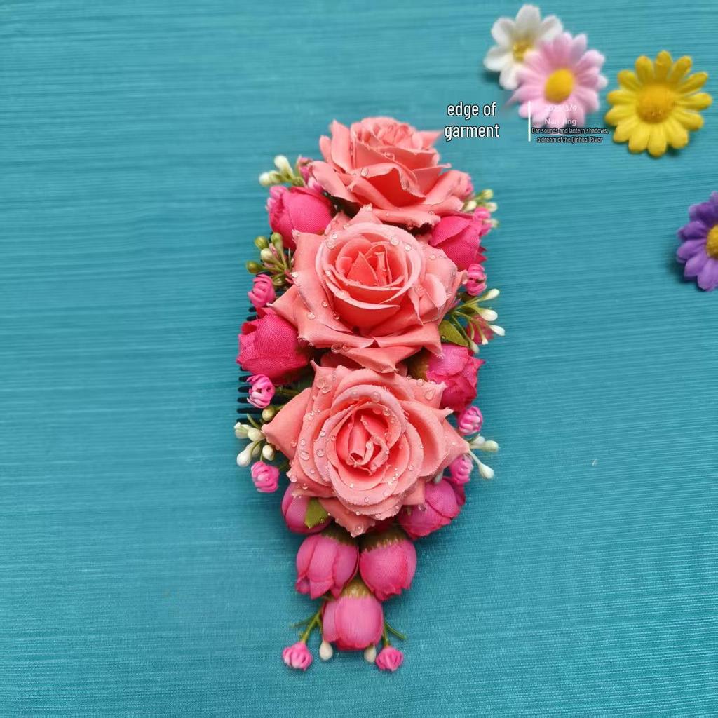 Юньнаньский этнический гребень для волос с головным украшением - Ручная работа, головной убор для тайского танца и аксессуар для выступления в фотостудии