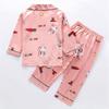Детский пижамный комплект из ледяного шелка для девочек, кардиган с милым мультяшным принтом кролика, пальто и брюки, одежда для сна