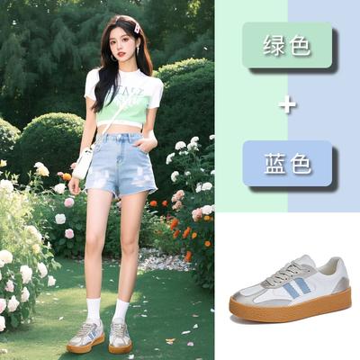 Кожаные немецкие кроссовки женские 2025 весна новые туфли на плоской подошве Forrest Gump женские спортивные маленькие белые туфли повседневная универсальная обувь детская