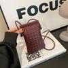 Fashionable Retro Phone Bag Woven Texture Mini Shoulder Crossbody Bag Casual Solid Color Change Storage Bag for Women