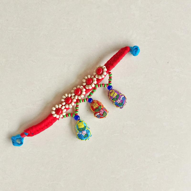 Children's Bracelet Chinese Style Dance Performance Accessories Lucky Bracelet Rope Chinese Ethnic Style Handmade Cloth Art