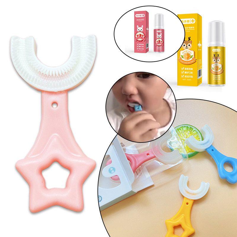 Силиконовая детская зубная щетка для младенцев и малышей с U-образным дизайном**