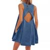Backless Dress 2026 Denim Dress Women's Summer New Casual Sleeveless Halter Short Skirt A-line Skirt