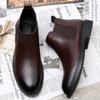 Модные мужские ботинки «Челси» в британском стиле, кожаные, с острым носком, на толстой подошве, деловые, высокие кожаные туфли, универсальные, для отдыха на природе