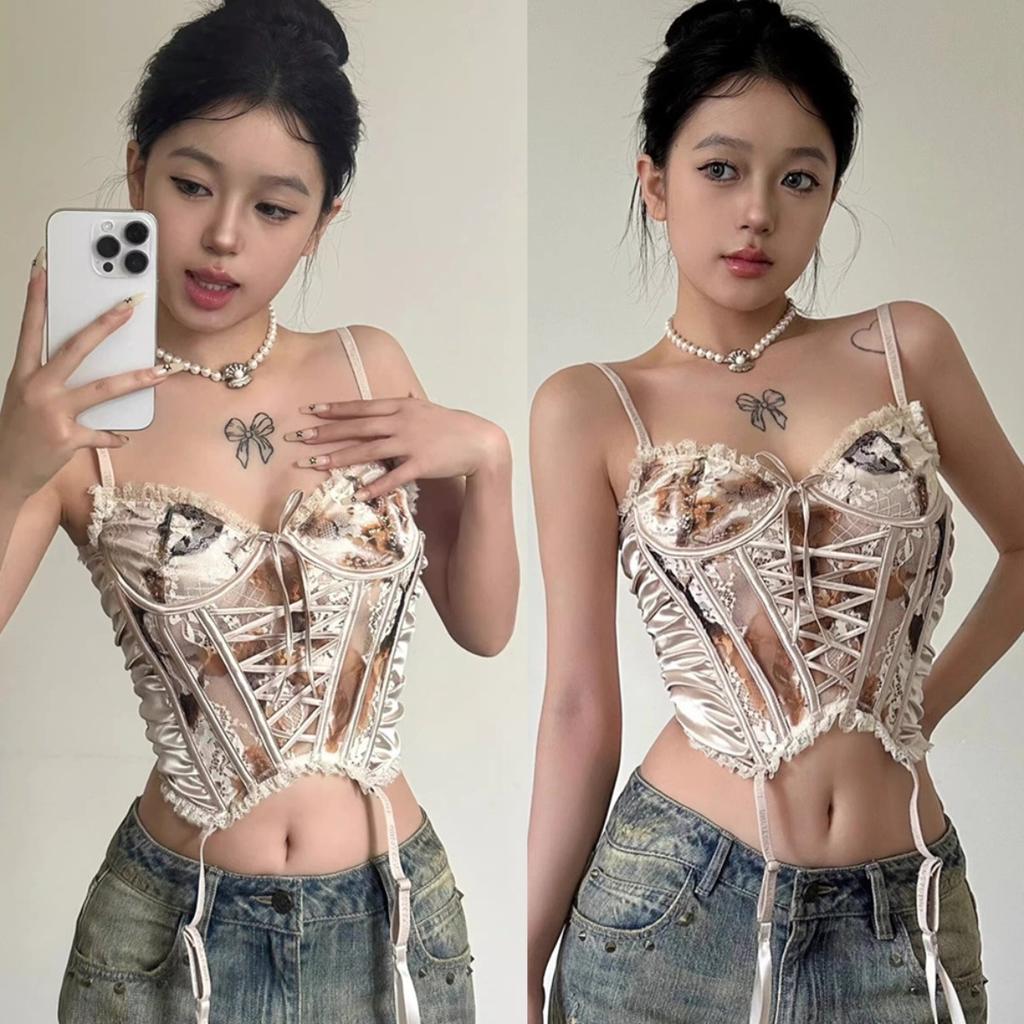 Сексуальный кружевной жилет Fish Bone с накладкой на грудь, можно носить на улице, красивое цельное нижнее белье