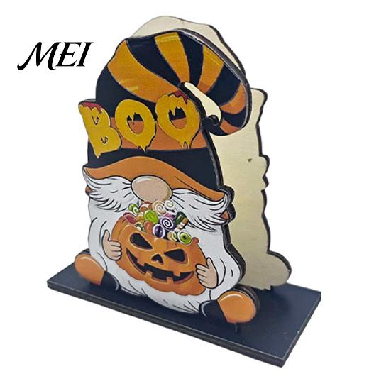 Halloween Party Supplies Wooden Napkin Holder, Ghost Pumpkin Decorative Tabletop Tissue Dispenser, Desktop Holder Paper Storage Organizer for Holiday