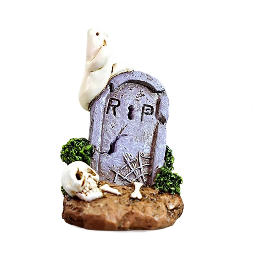 Украшения на тему Хэллоуина Жуткий набор смоляных украшений на Хэллоуин с домом с привидениями, демоном, корнем, надгробным камнем, светодиодной подсветкой, тыквой