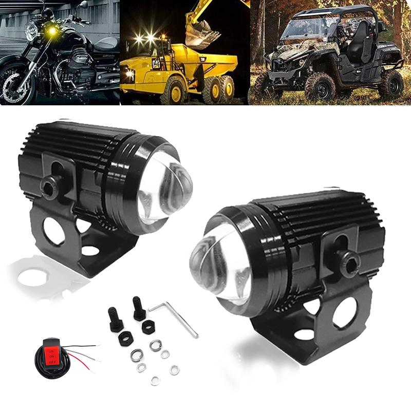 Мотоциклетный прожектор с линзами проектора, двухцветный светодиодный вспомогательный фонарь дальнего света для квадроциклов, грузовиков, внедорожников, скутеров, автомобилей
