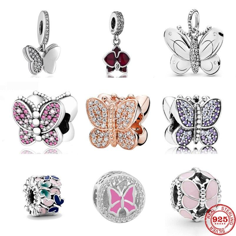 Butterfly Charm Bead Fit Bracelet 925 Sterling Silver DIY Women's Jewelry