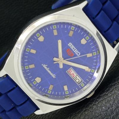 ВОССТАНОВЛЕННЫЕ ВИНТАЖНЫЕ МУЖСКИЕ ЧАСЫ SEIKO 5 AUTOMATIC JAPAN С СИНИМ ЦИФЕРБЛАТОМ a434690-2