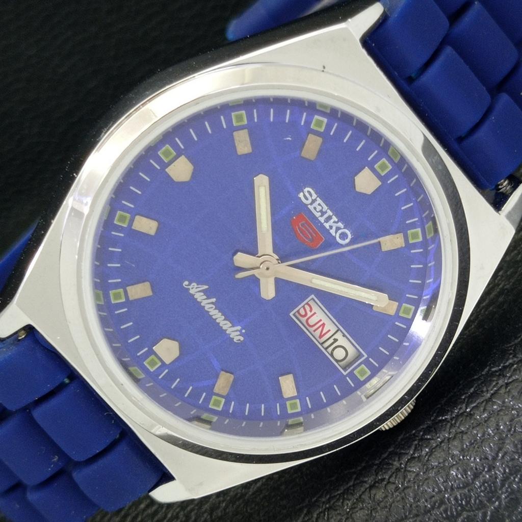 ВОССТАНОВЛЕННЫЕ ВИНТАЖНЫЕ МУЖСКИЕ ЧАСЫ SEIKO 5 AUTOMATIC JAPAN С СИНИМ ЦИФЕРБЛАТОМ a434690-2