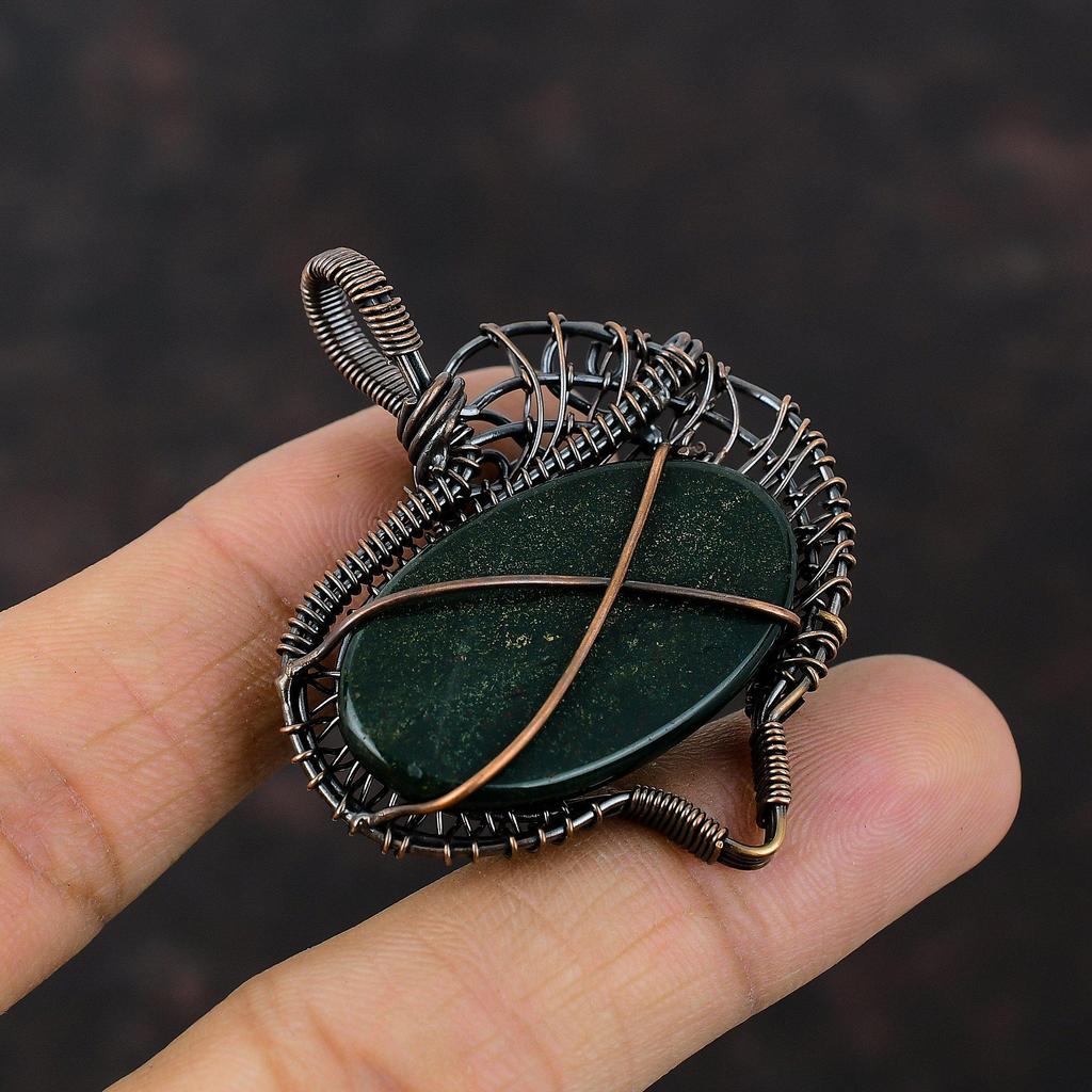 Подвеска из кровавого камня, подвеска из медной проволоки, красивая подвеска ручной работы, ювелирные изделия из драгоценного камня кровавого камня, уникальный дизайн, подвеска, подарки на помолвку