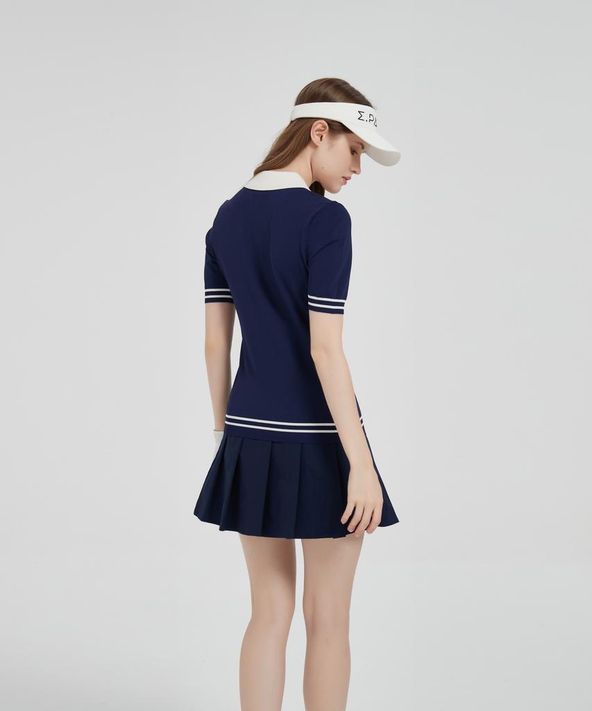 E.PARCA Синий вязаный топ с коротким рукавом