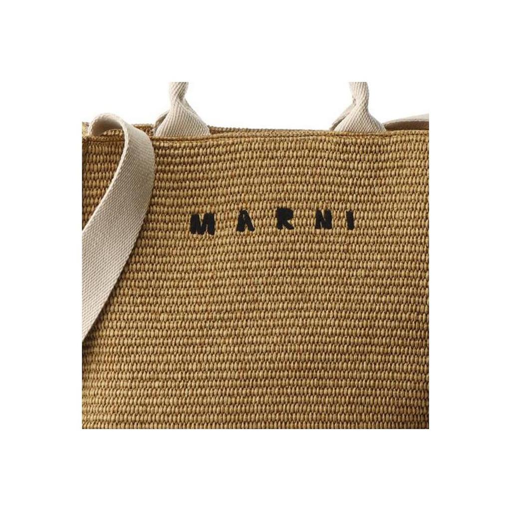 Marni Vintage Woven Design Letter Print Leather Tote Bag Women Tote Bags Brown SHMP0077U0P3860Z0R