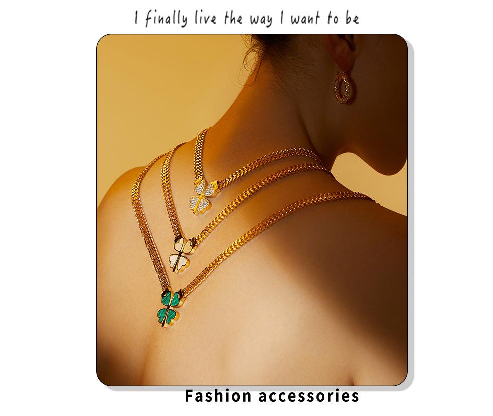 Европейская и американская подвеска-ожерелье из камня тигровый глаз с цепочкой из нержавеющей стали с 18-каратным золотым покрытием