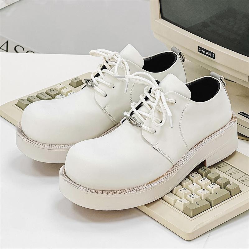 2024 новые туфли Дерби мужские на толстой подошве с круглым носком, повседневные кожаные туфли мужские туфли для инструментов 24225-J