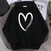 Sweatshirt Women's Heart-print Plush Top For Loose Casual Sports Hooded Pullover