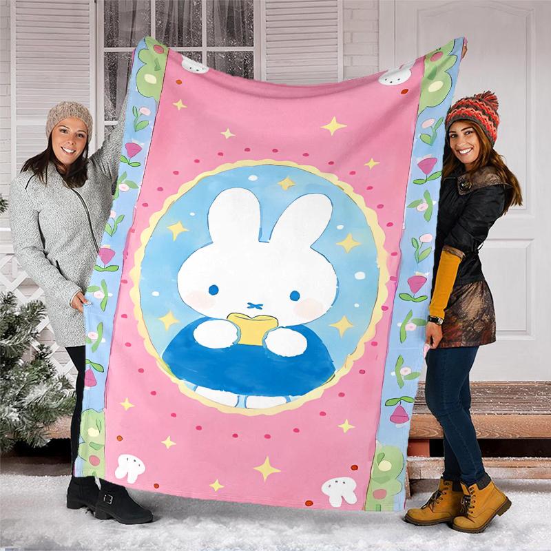Miffy printed blanket—lightweight,soft,warm;versatile blanket all seasons—perfect as &air-conditioning throw,nap blanket