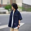 Japanese Retro Fashion Brand Summer Loose Denim Short Sleeved Shirt Artistic Youth Workwear Shirt Men'S And Women'S Layered Jacket